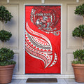 Personalised Dolphins Door Cover Polynesian Tribal Art Style With Muscular Dolphin Mascot