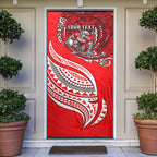 Personalised Dolphins Door Cover Polynesian Tribal Art Style With Muscular Dolphin Mascot