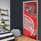 Personalised Dolphins Door Cover Polynesian Tribal Art Style With Muscular Dolphin Mascot