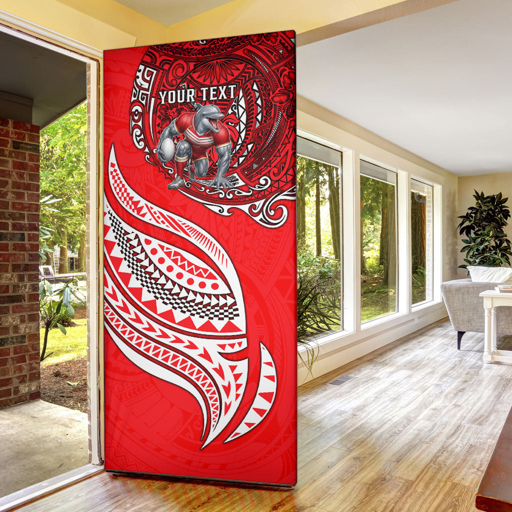 Personalised Dolphins Door Cover Polynesian Tribal Art Style With Muscular Dolphin Mascot