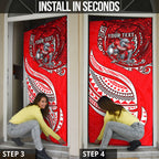Personalised Dolphins Door Cover Polynesian Tribal Art Style With Muscular Dolphin Mascot