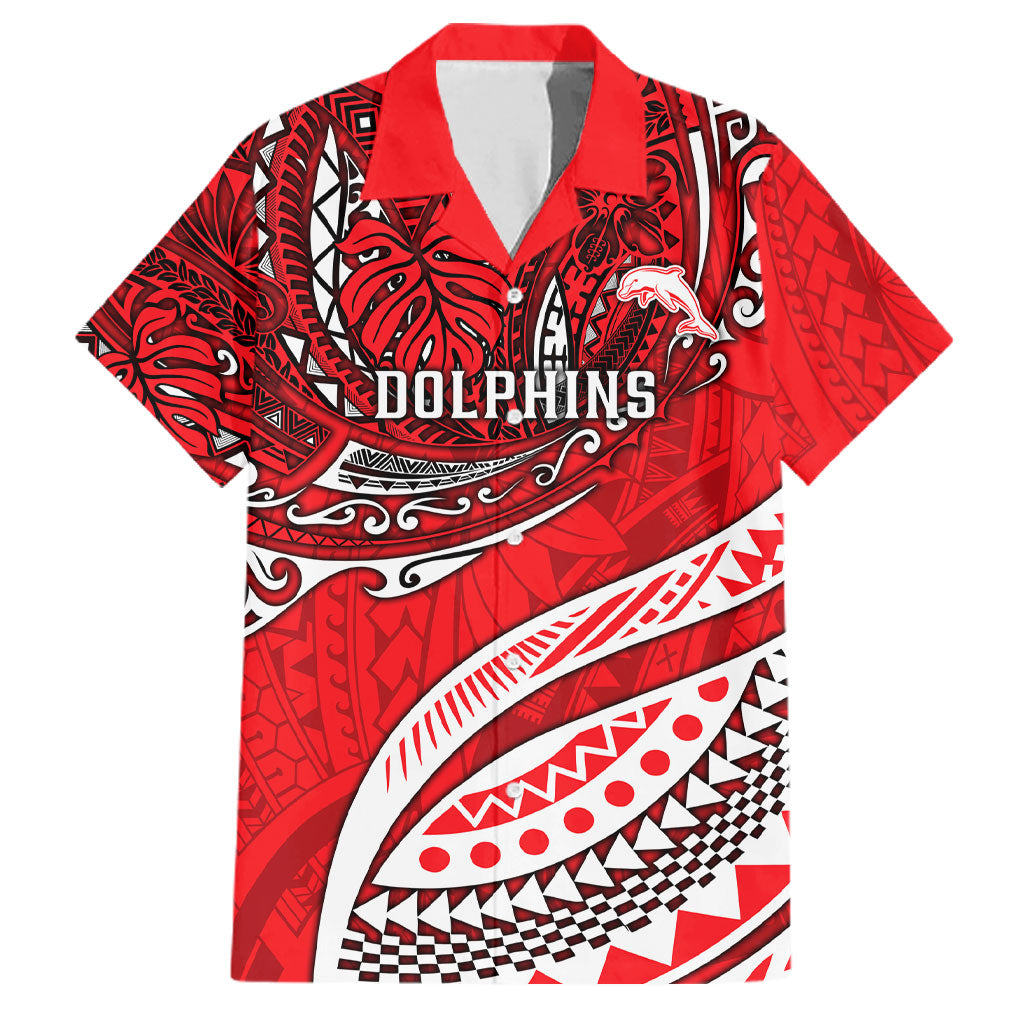 Personalised Dolphins Family Matching Off Shoulder Maxi Dress and Hawaiian Shirt Polynesian Tribal Art Style With Muscular Dolphin Mascot