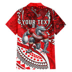 Personalised Dolphins Family Matching Off Shoulder Maxi Dress and Hawaiian Shirt Polynesian Tribal Art Style With Muscular Dolphin Mascot