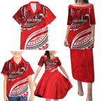 Personalised Dolphins Family Matching Puletasi and Hawaiian Shirt Polynesian Tribal Art Style With Muscular Dolphin Mascot