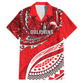 Personalised Dolphins Family Matching Summer Maxi Dress and Hawaiian Shirt Polynesian Tribal Art Style With Muscular Dolphin Mascot