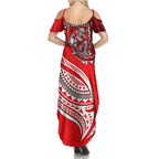 Personalised Dolphins Family Matching Summer Maxi Dress and Hawaiian Shirt Polynesian Tribal Art Style With Muscular Dolphin Mascot