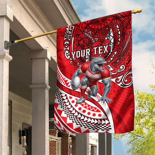 Personalised Dolphins Garden Flag Polynesian Tribal Art Style With Muscular Dolphin Mascot