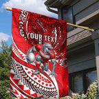 Personalised Dolphins Garden Flag Polynesian Tribal Art Style With Muscular Dolphin Mascot