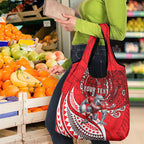Personalised Dolphins Grocery Bag Polynesian Tribal Art Style With Muscular Dolphin Mascot