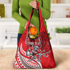 Personalised Dolphins Grocery Bag Polynesian Tribal Art Style With Muscular Dolphin Mascot