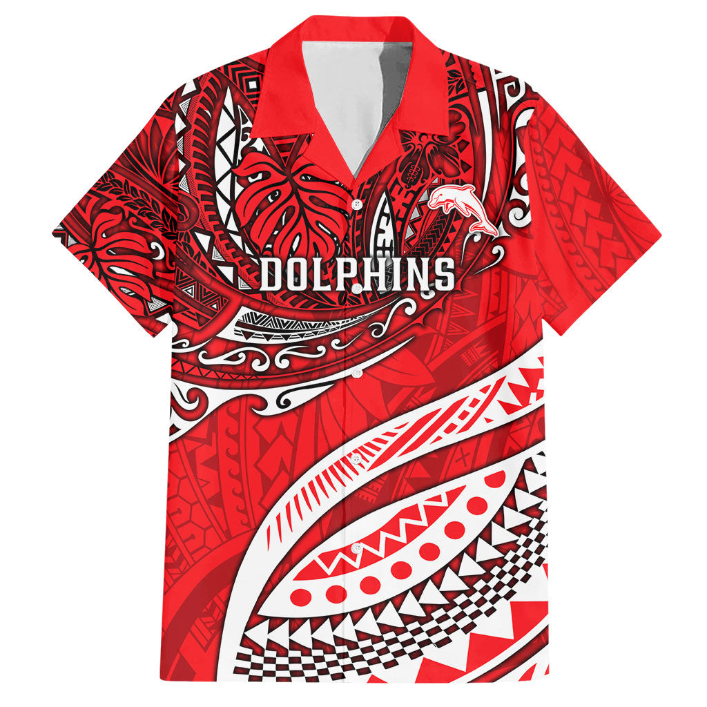 Personalised Dolphins Hawaiian Shirt Polynesian Tribal Art Style With Muscular Dolphin Mascot