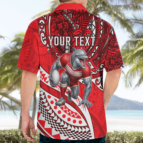 Personalised Dolphins Hawaiian Shirt Polynesian Tribal Art Style With Muscular Dolphin Mascot