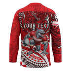 Personalised Dolphins Hockey Jersey Polynesian Tribal Art Style With Muscular Dolphin Mascot