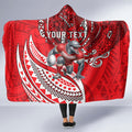 Personalised Dolphins Hooded Blanket Polynesian Tribal Art Style With Muscular Dolphin Mascot