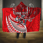 Personalised Dolphins Hooded Blanket Polynesian Tribal Art Style With Muscular Dolphin Mascot