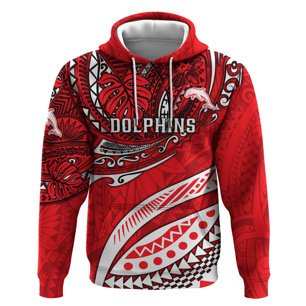 Personalised Dolphins Hoodie Polynesian Tribal Art Style With Muscular Dolphin Mascot