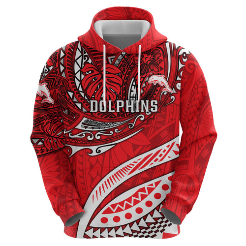 Personalised Dolphins Hoodie Polynesian Tribal Art Style With Muscular Dolphin Mascot