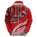 Personalised Dolphins Hoodie Polynesian Tribal Art Style With Muscular Dolphin Mascot