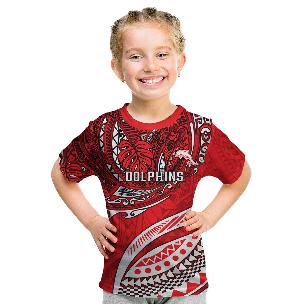 Personalised Dolphins Kid T Shirt Polynesian Tribal Art Style With Muscular Dolphin Mascot