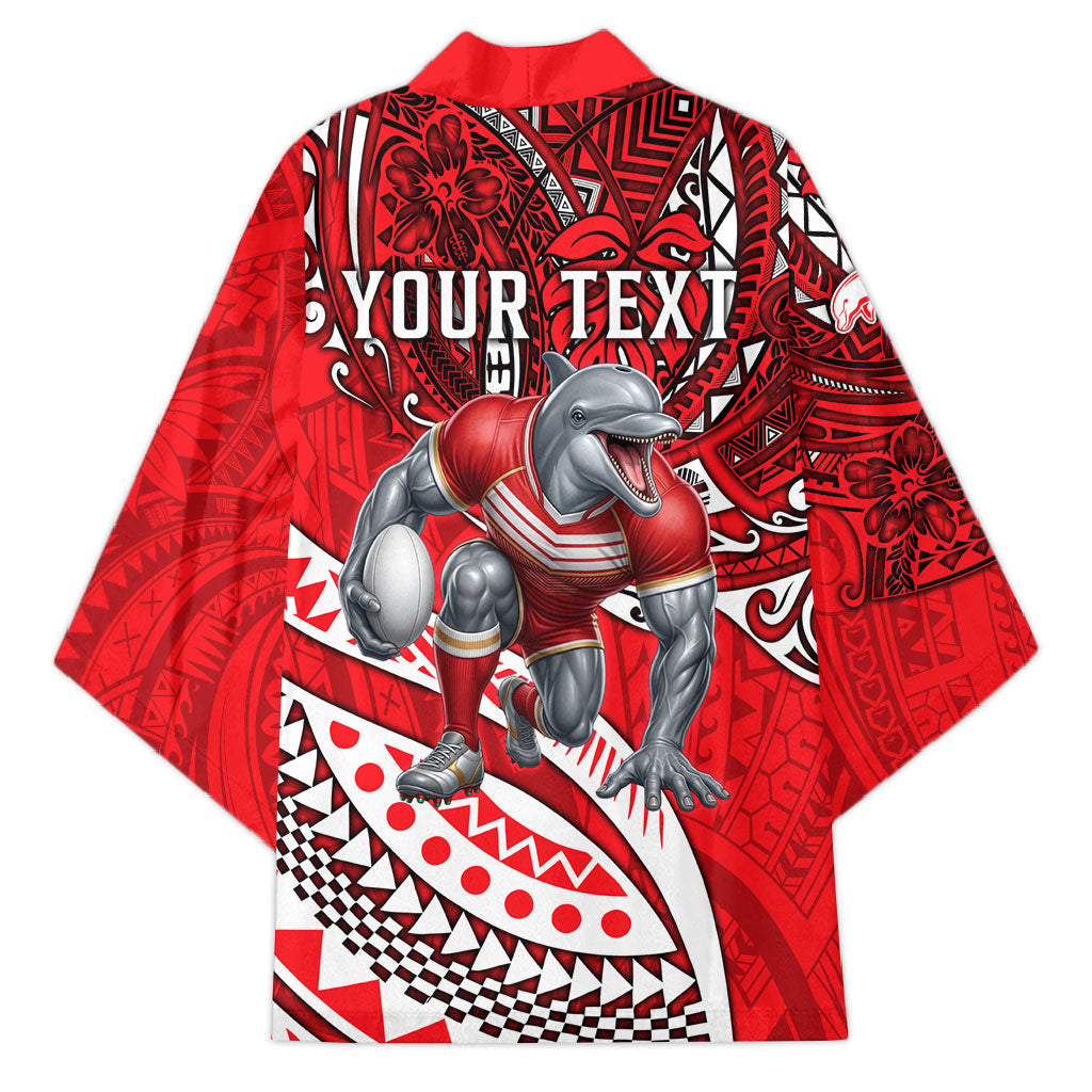 Personalised Dolphins Kimono Polynesian Tribal Art Style With Muscular Dolphin Mascot