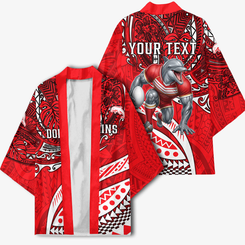 Personalised Dolphins Kimono Polynesian Tribal Art Style With Muscular Dolphin Mascot