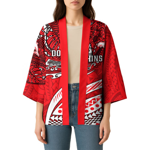 Personalised Dolphins Kimono Polynesian Tribal Art Style With Muscular Dolphin Mascot