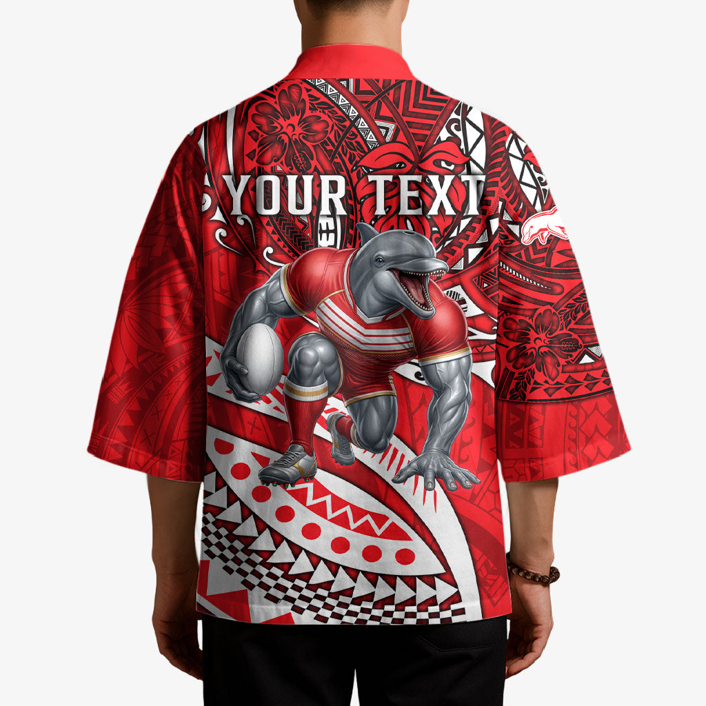 Personalised Dolphins Kimono Polynesian Tribal Art Style With Muscular Dolphin Mascot