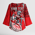 Personalised Dolphins Kimono Sleeve Blouse Polynesian Tribal Art Style With Muscular Dolphin Mascot
