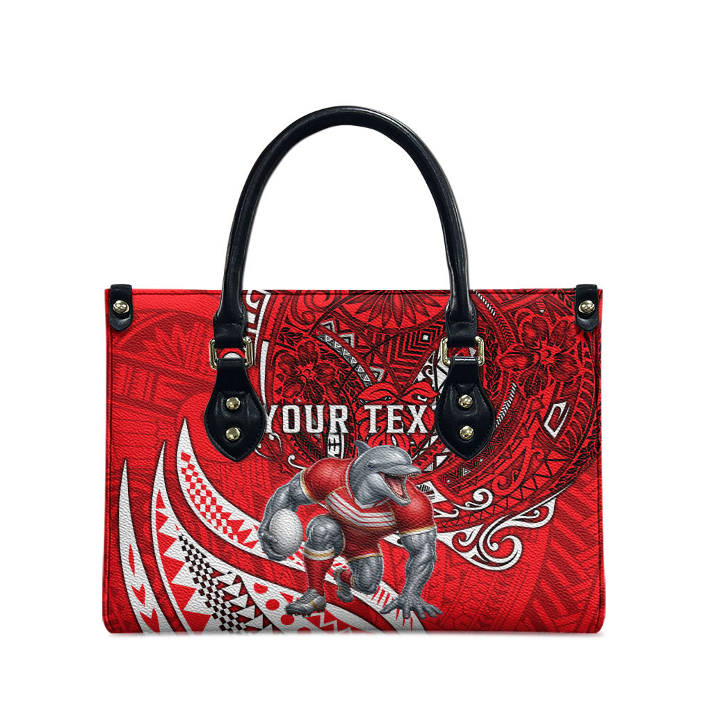 Personalised Dolphins Leather Bag Polynesian Tribal Art Style With Muscular Dolphin Mascot