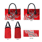 Personalised Dolphins Leather Bag Polynesian Tribal Art Style With Muscular Dolphin Mascot