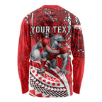 Personalised Dolphins Long Sleeve Shirt Polynesian Tribal Art Style With Muscular Dolphin Mascot