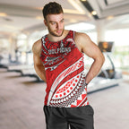 Personalised Dolphins Men Tank Top Polynesian Tribal Art Style With Muscular Dolphin Mascot