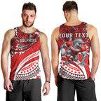 Personalised Dolphins Men Tank Top Polynesian Tribal Art Style With Muscular Dolphin Mascot