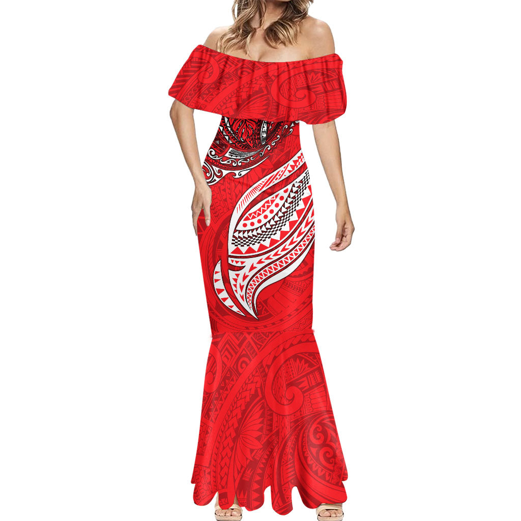 Personalised Dolphins Mermaid Dress Polynesian Tribal Art Style With Muscular Dolphin Mascot