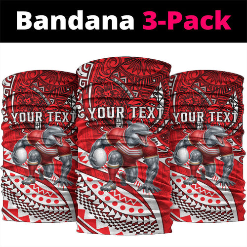 Personalised Dolphins Neck Gaiter Polynesian Tribal Art Style With Muscular Dolphin Mascot