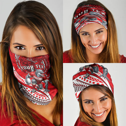Personalised Dolphins Neck Gaiter Polynesian Tribal Art Style With Muscular Dolphin Mascot