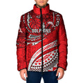 Personalised Dolphins Padded Jacket Polynesian Tribal Art Style With Muscular Dolphin Mascot