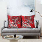 Personalised Dolphins Pillow Cover Polynesian Tribal Art Style With Muscular Dolphin Mascot