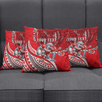 Personalised Dolphins Pillow Cover Polynesian Tribal Art Style With Muscular Dolphin Mascot