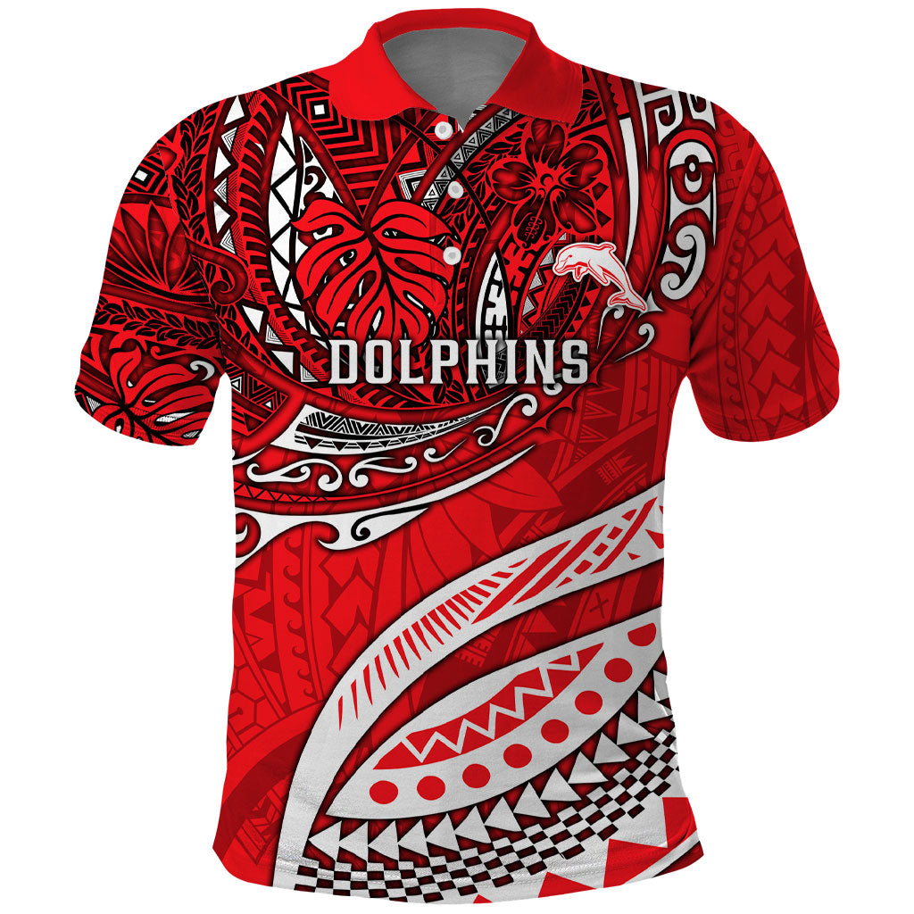 Personalised Dolphins Polo Shirt Polynesian Tribal Art Style With Muscular Dolphin Mascot