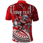 Personalised Dolphins Polo Shirt Polynesian Tribal Art Style With Muscular Dolphin Mascot