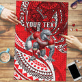 Personalised Dolphins Puzzle Polynesian Tribal Art Style With Muscular Dolphin Mascot