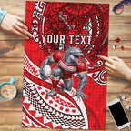 Personalised Dolphins Puzzle Polynesian Tribal Art Style With Muscular Dolphin Mascot