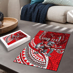 Personalised Dolphins Puzzle Polynesian Tribal Art Style With Muscular Dolphin Mascot