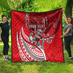 Personalised Dolphins Quilt Polynesian Tribal Art Style With Muscular Dolphin Mascot