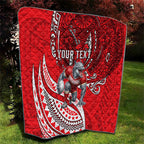 Personalised Dolphins Quilt Polynesian Tribal Art Style With Muscular Dolphin Mascot