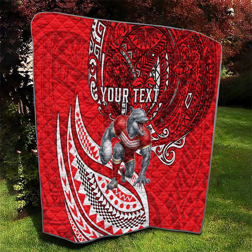 Personalised Dolphins Quilt Polynesian Tribal Art Style With Muscular Dolphin Mascot