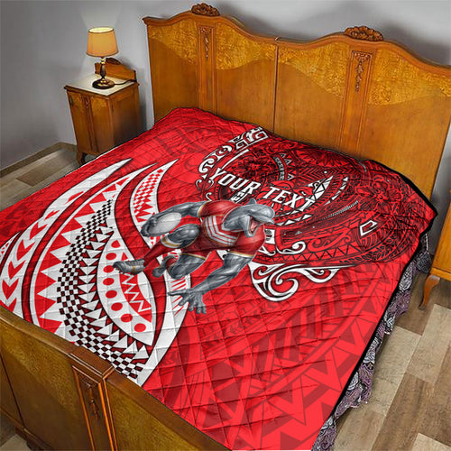 Personalised Dolphins Quilt Polynesian Tribal Art Style With Muscular Dolphin Mascot