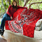 Personalised Dolphins Quilt Polynesian Tribal Art Style With Muscular Dolphin Mascot