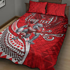 Personalised Dolphins Quilt Bed Set Polynesian Tribal Art Style With Muscular Dolphin Mascot